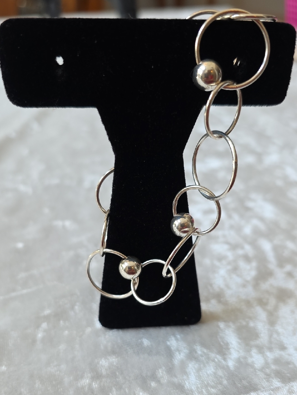 Vtg Jenni K Sterling Minimalist Open Circle Link Lightweight Bracelet